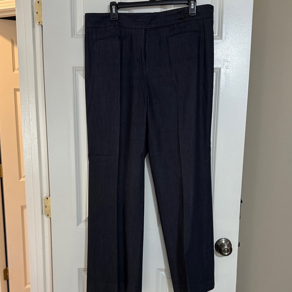 LOFT Women's Julie Wide Leg Pants - Blue Demin Chambray color